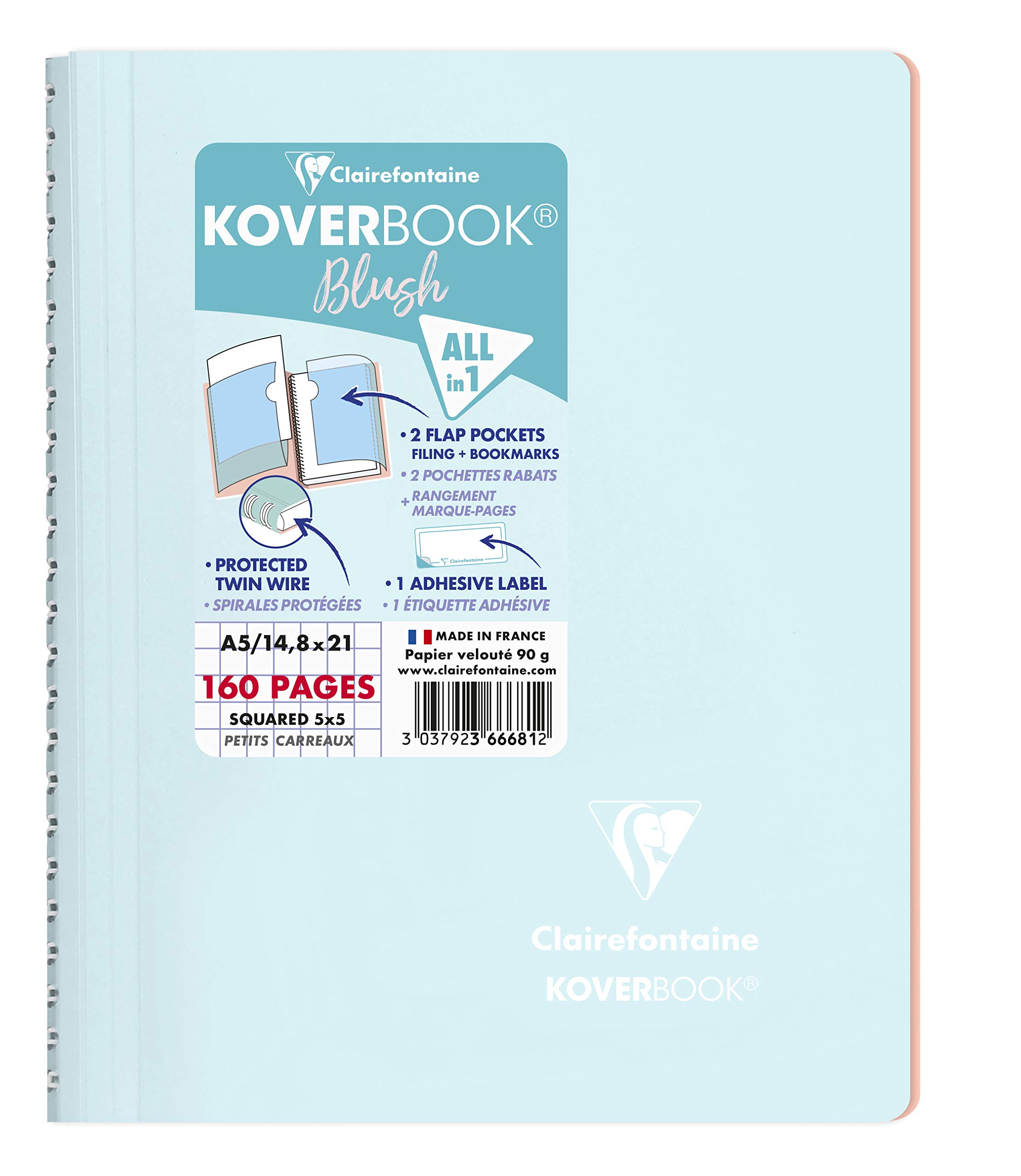 clairefontaine-366681c-koverbook-spiralblock-a5-kariert-80-blatt-pp-einband-past image 1