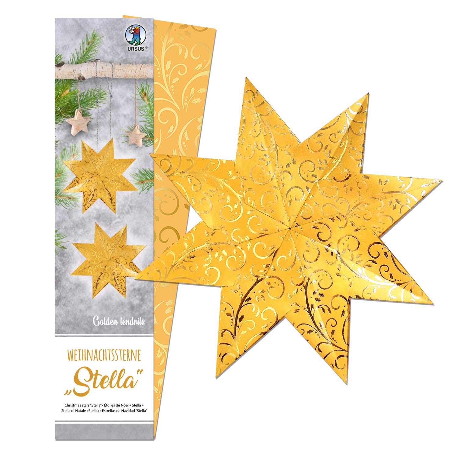 ursus-weihnachtsstern-stella-golden-tendrils-faltstern-set-gelb-gold image 2