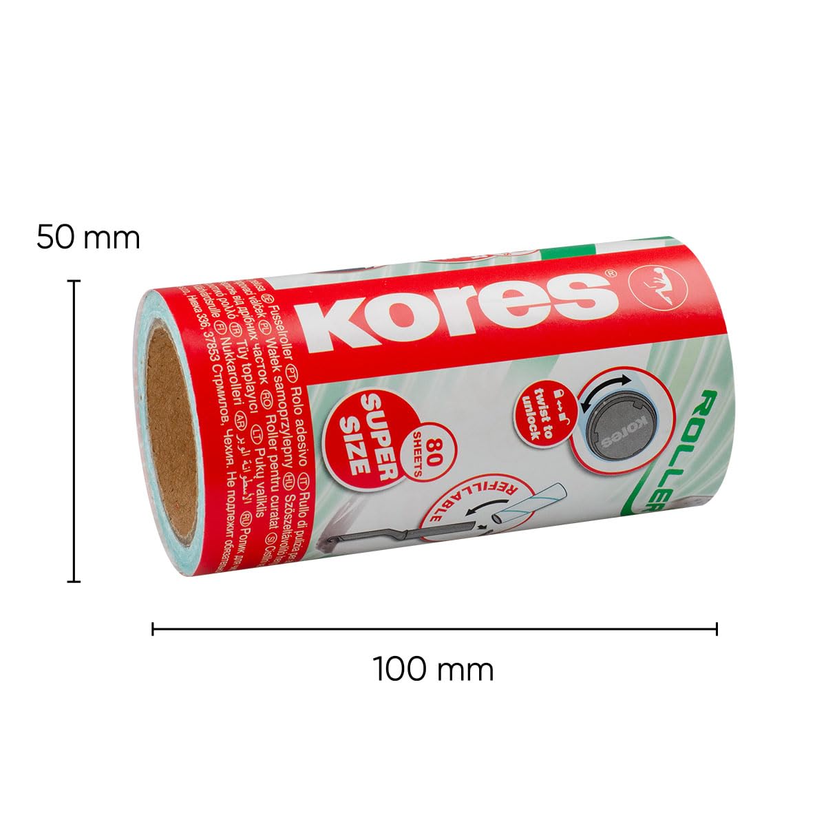 kores-fusselroller-mit-griff-80-blatt-nachf-llbar-rot-32401 image 2