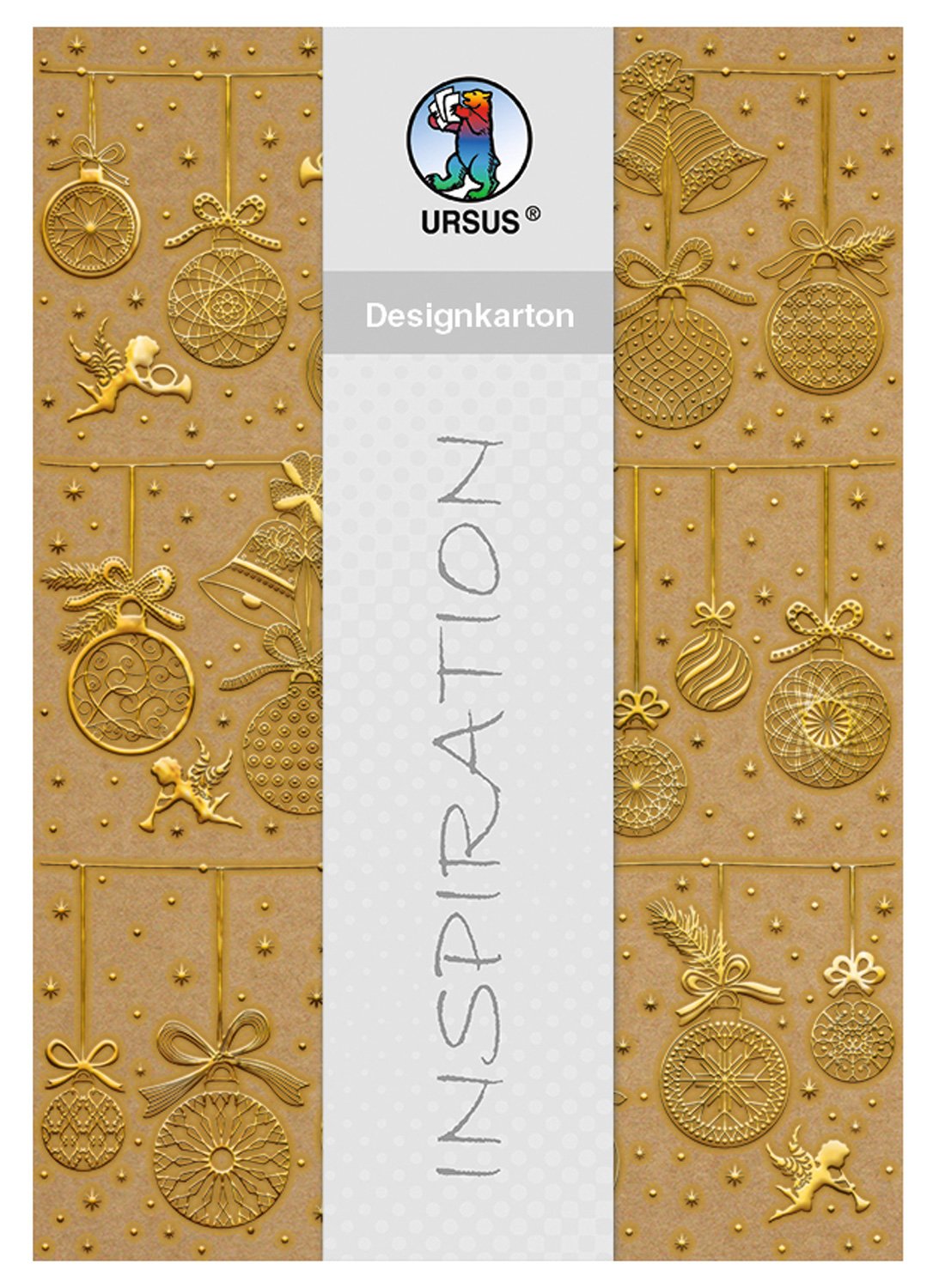 ursus-62254601f-designkarton-weihnachten-weihnachtskugeln-gold-din-a4-5-blatt-25 image 1