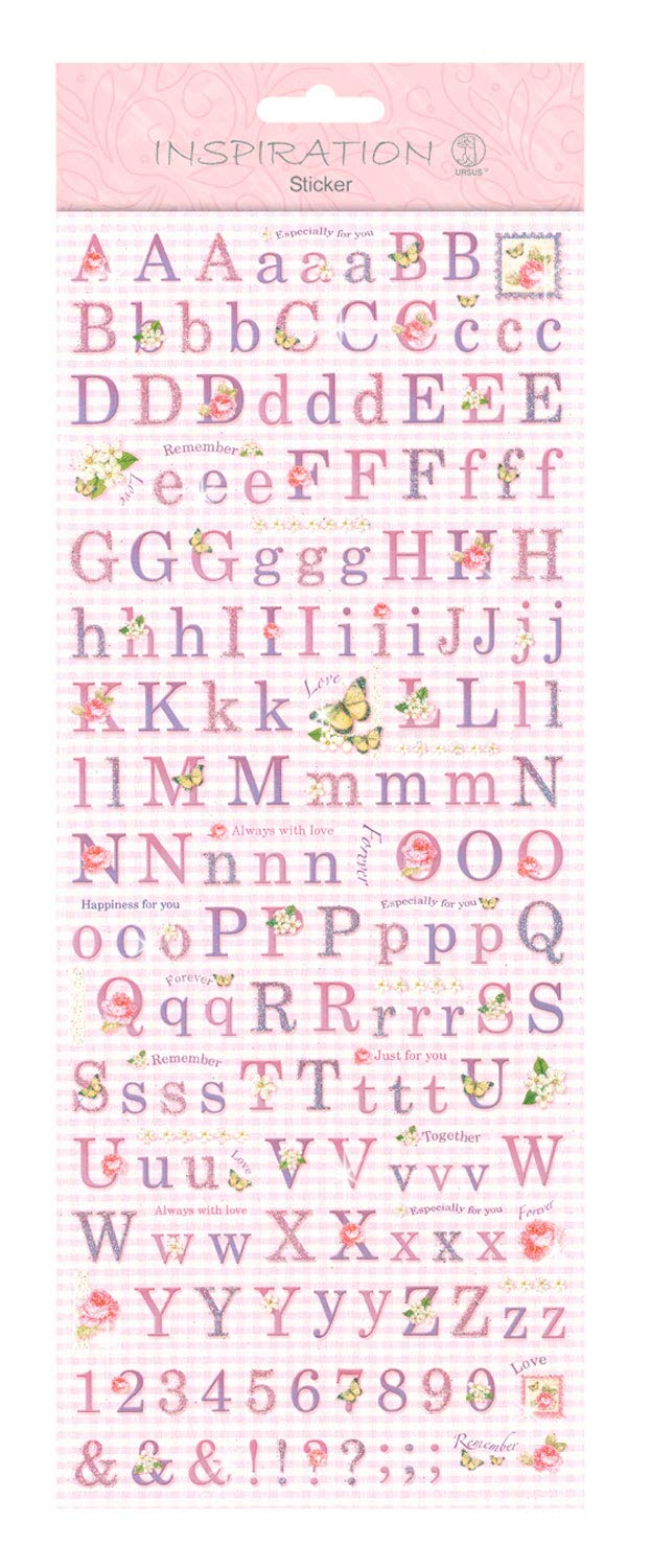 ursus-59700005-flat-sticker-letters-rosa-selbstklebend-mit-glittereffekt image 1