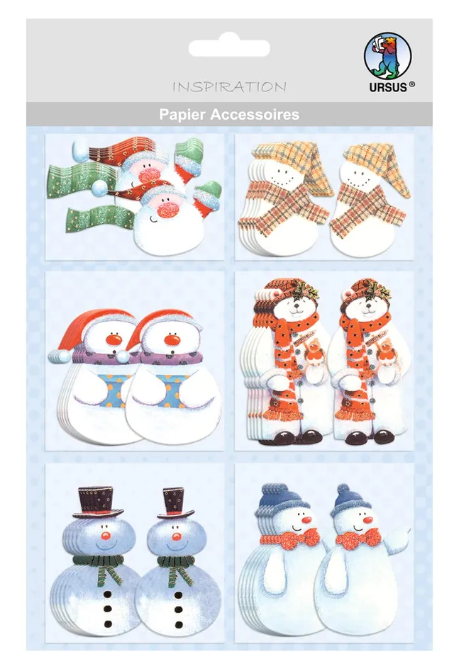 ursus-56500011-papier-accessoires-schneemann-11-36-sticker-in-6-motiven image 1