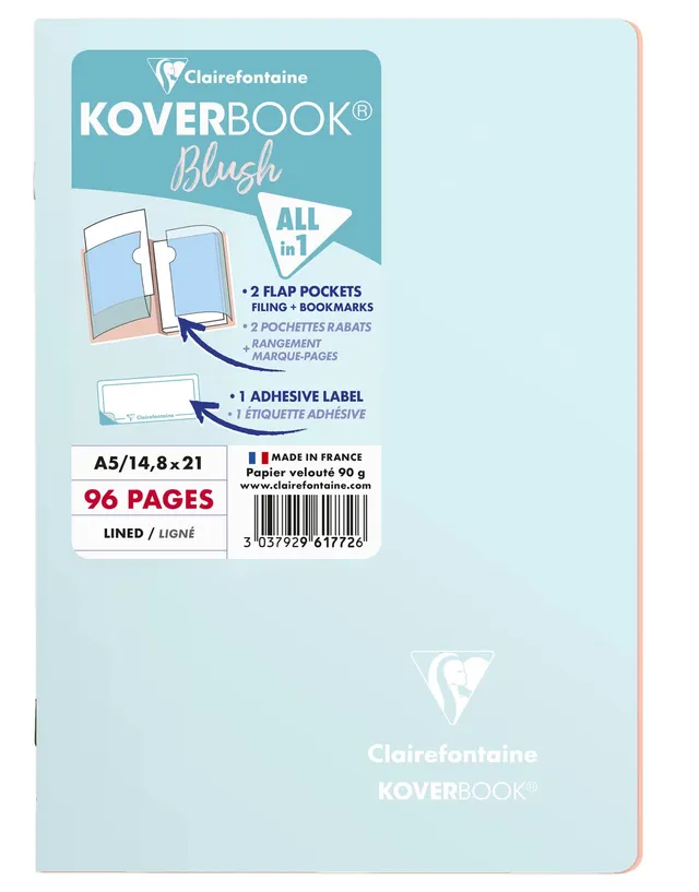 clairefontaine-koverbook-blush-heft-din-a5-48-blatt-liniert-eisblau-korallenrot image 1