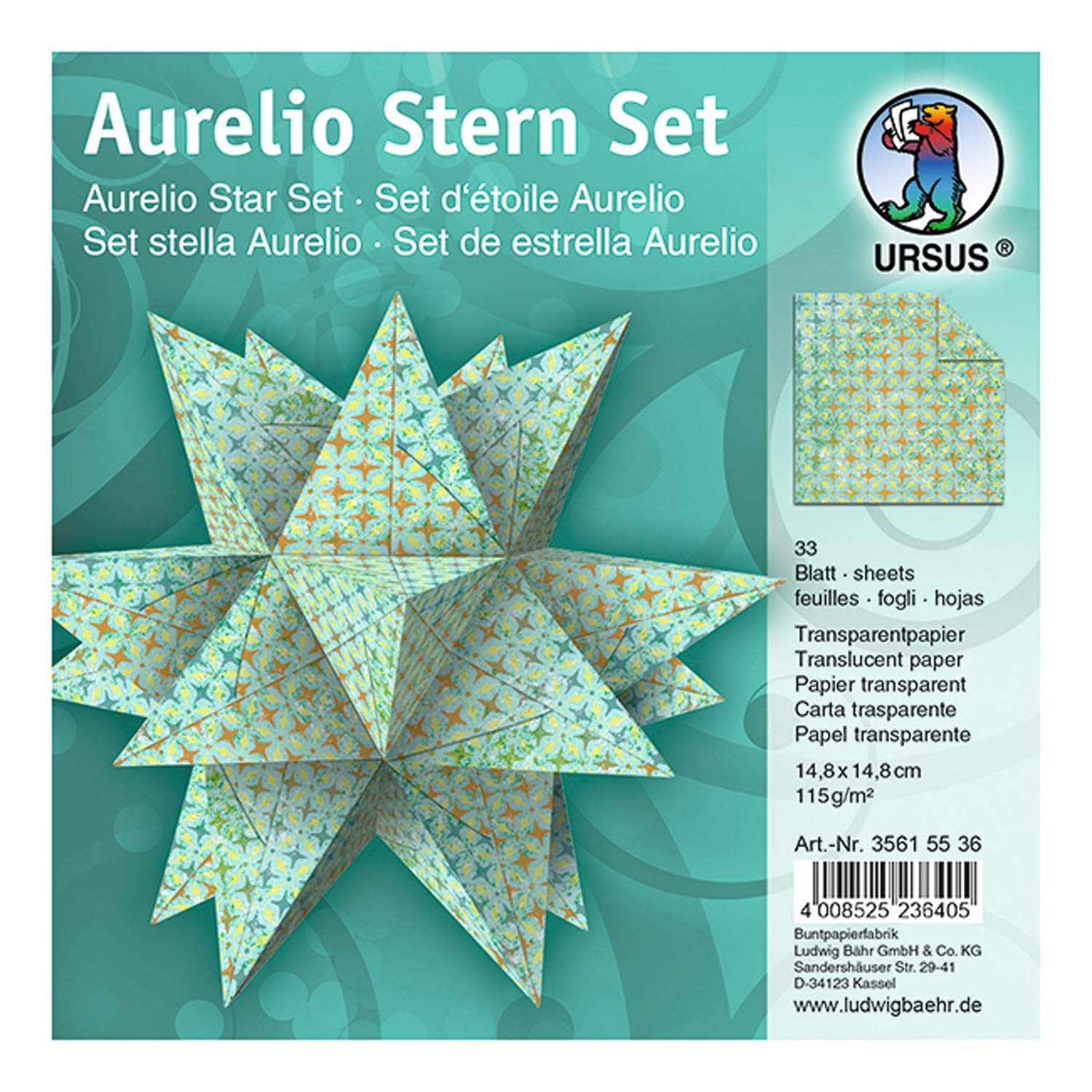 ursus-faltbl-tter-aurelio-stern-paradiso-t-rkis-33-blatt-14-8-x-14-8-cm-transpar image 1