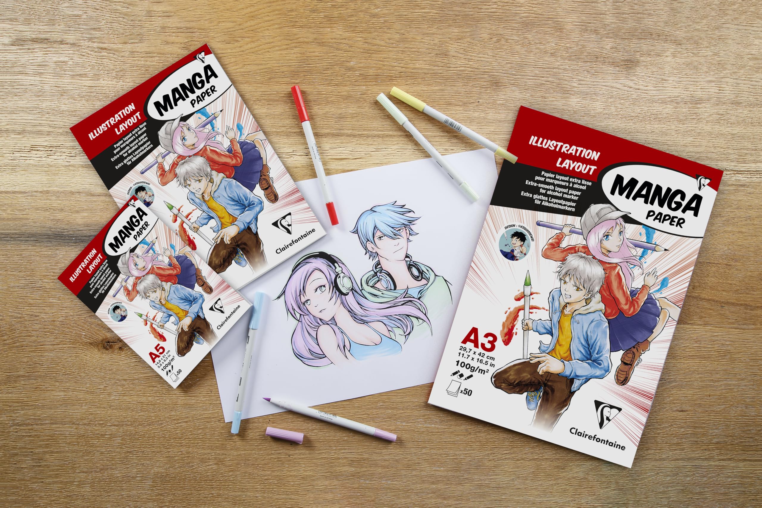 clairefontaine-94042c-layoutblock-manga-a4-50-blatt-100g-wei-alkoholmarkerfest image 5