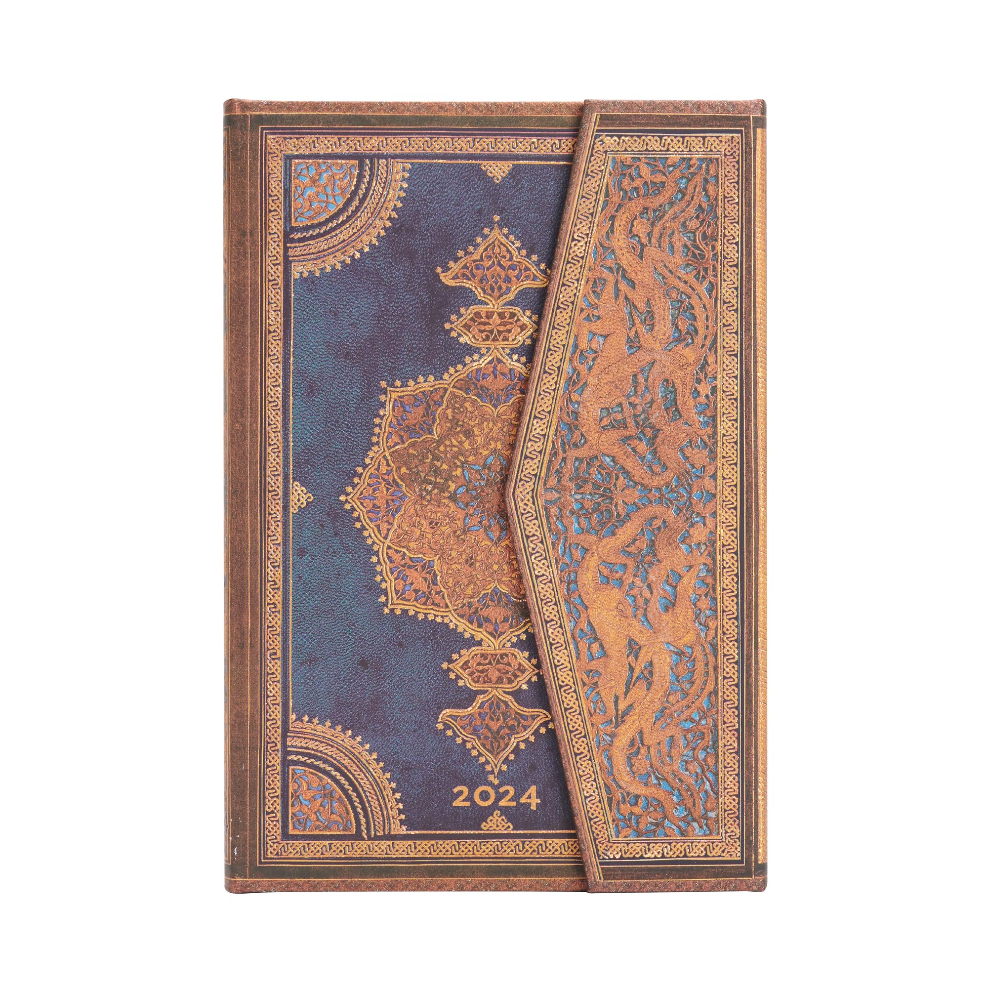 paperblanks-safavid-indigo-12-monatskalender-2024-vertikal-mini-100x140-mm-deuts image 2