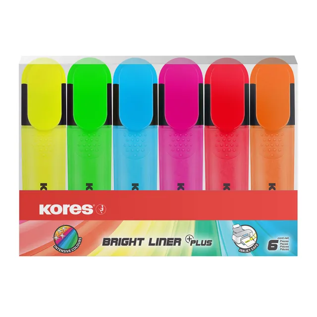 kores-tm36160-bright-liner-textmarker-6er-set-neon-mit-keilspitze image 1