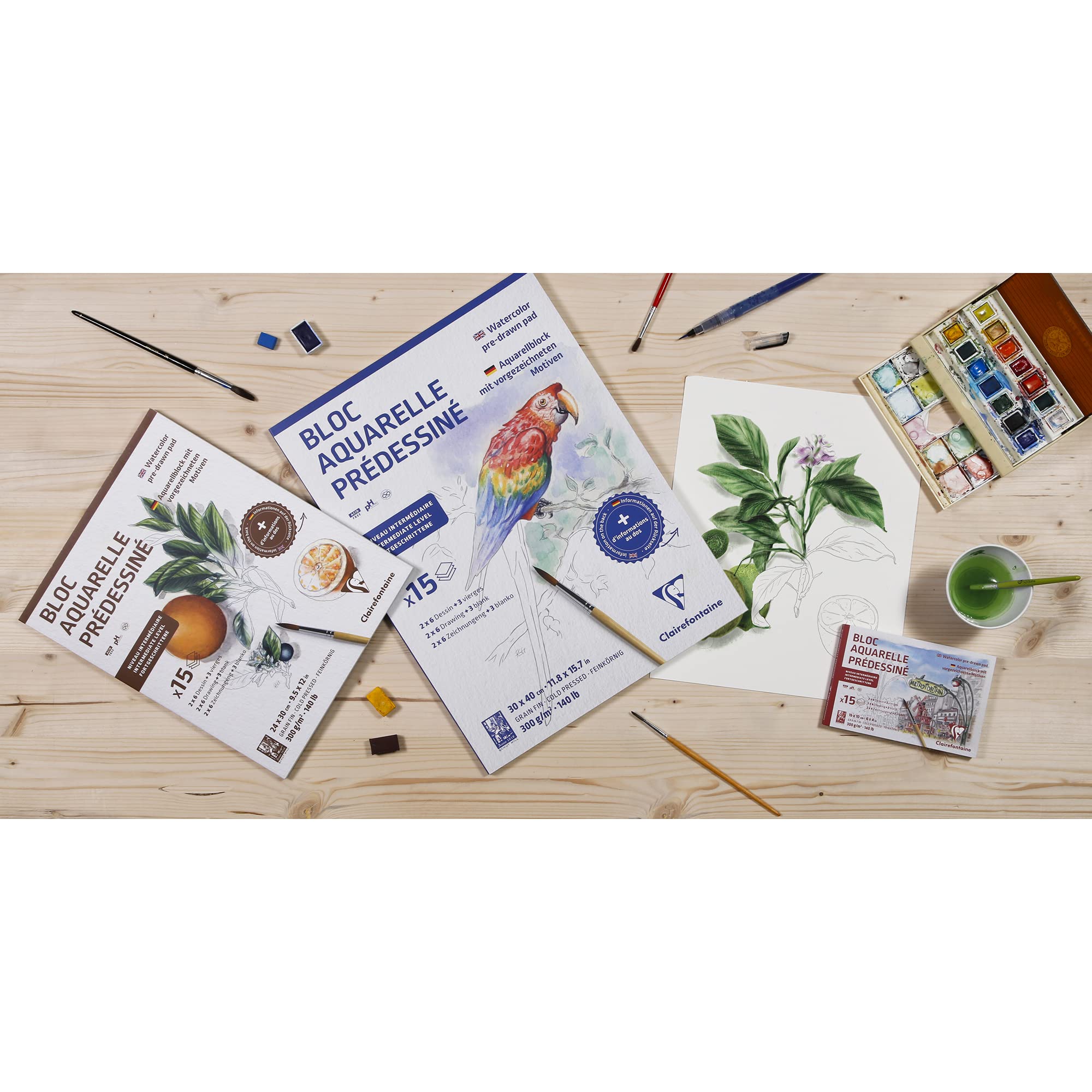 clairefontaine-975725c-aquarellblock-30x40-cm-300g-tiere-mit-vorgezeichneten-mot image 4