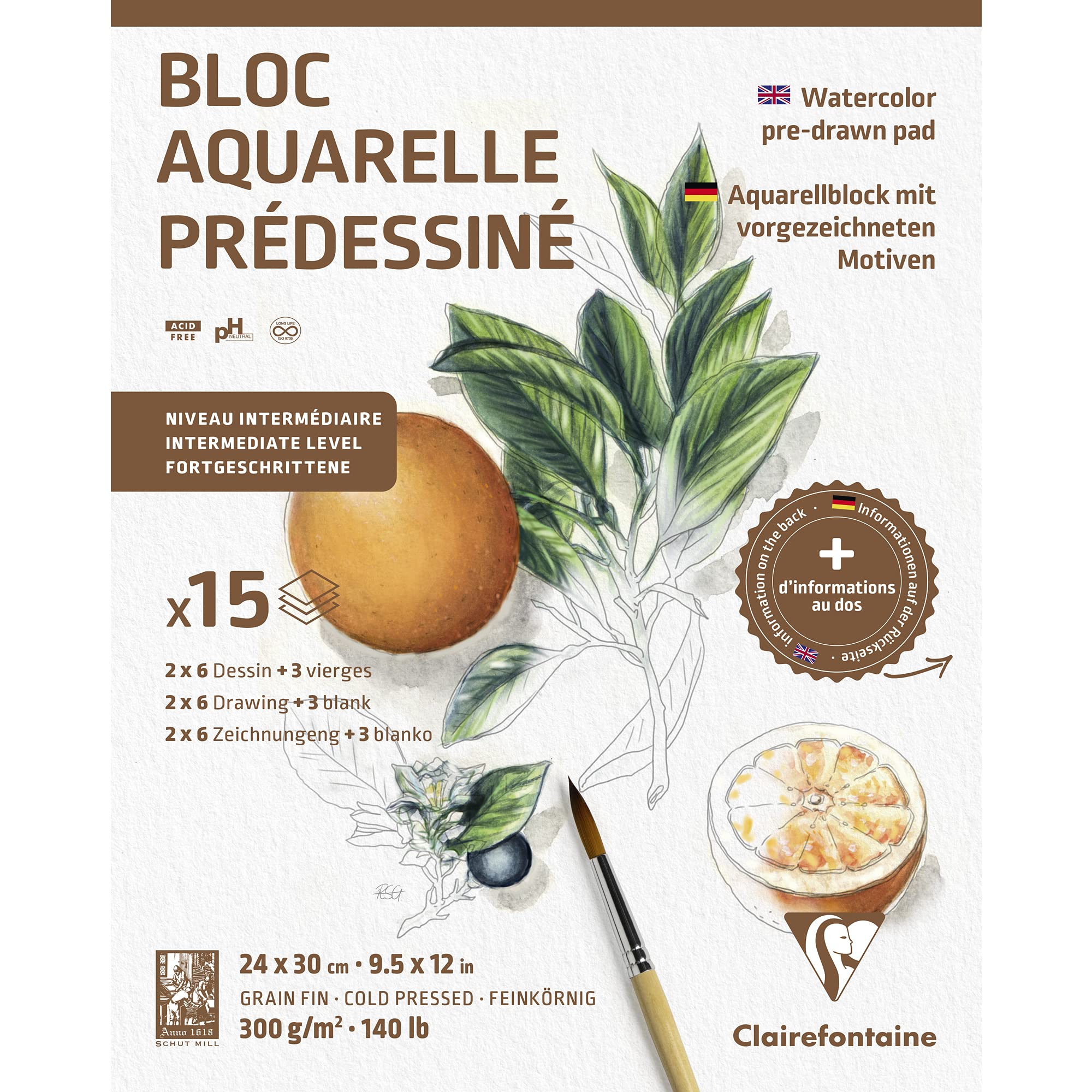 clairefontaine-975725c-aquarellblock-30x40-cm-300g-tiere-mit-vorgezeichneten-mot image 5