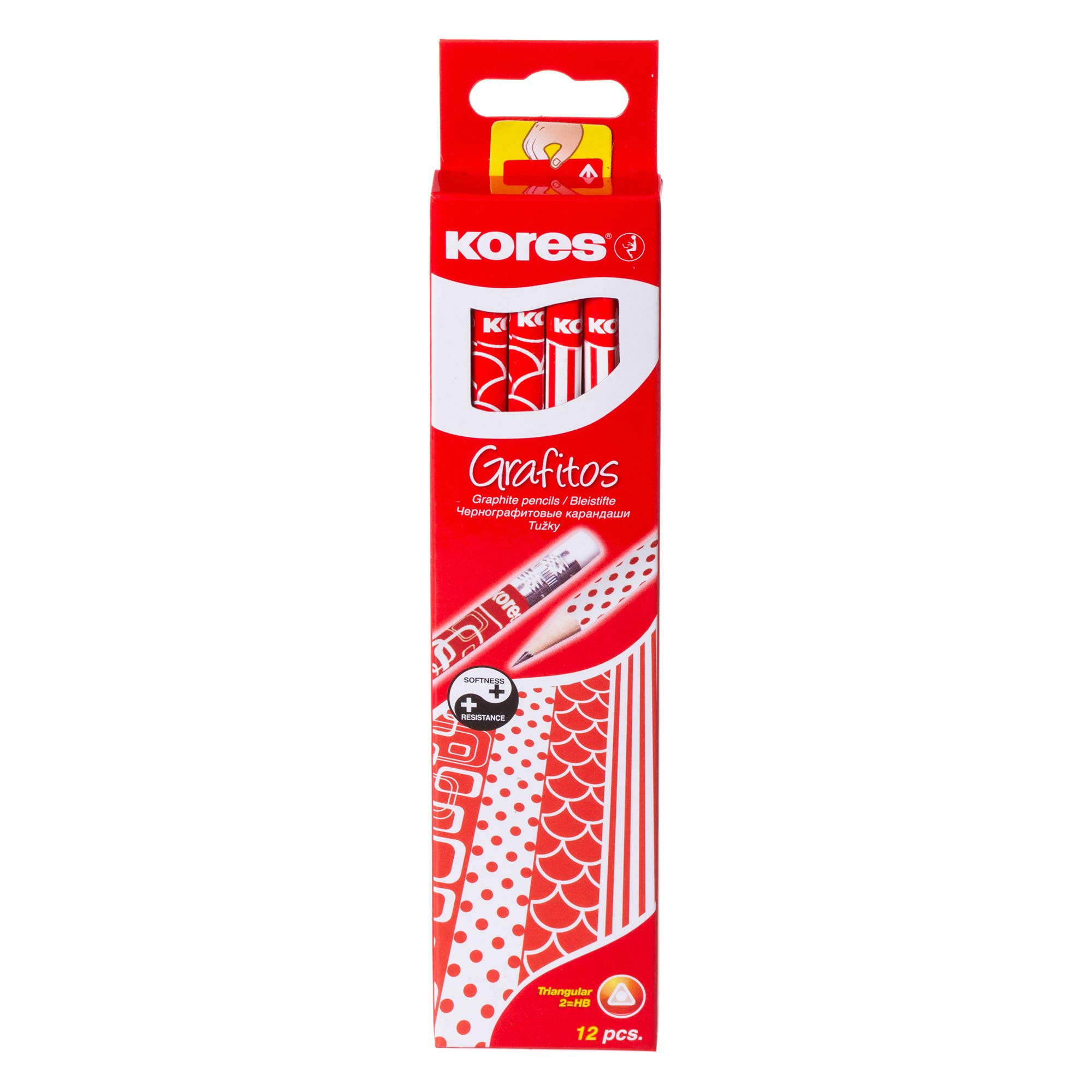 kores-grafitos-bleistifte-hb-12-st-ck-wei-rot-retro-design-mit-radierer image 1