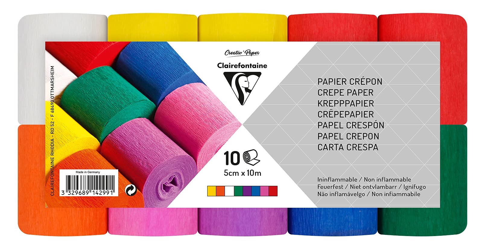 clairefontaine-914299c-krepppapier-feuerfest-10-rollen-5-cm-x-10-m-8-farben-sort image 2