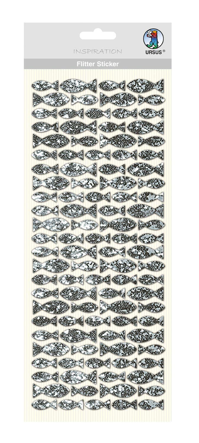 ursus-59480002-flitter-sticker-fisch-silber-12-x-29-cm-selbstklebend image 1