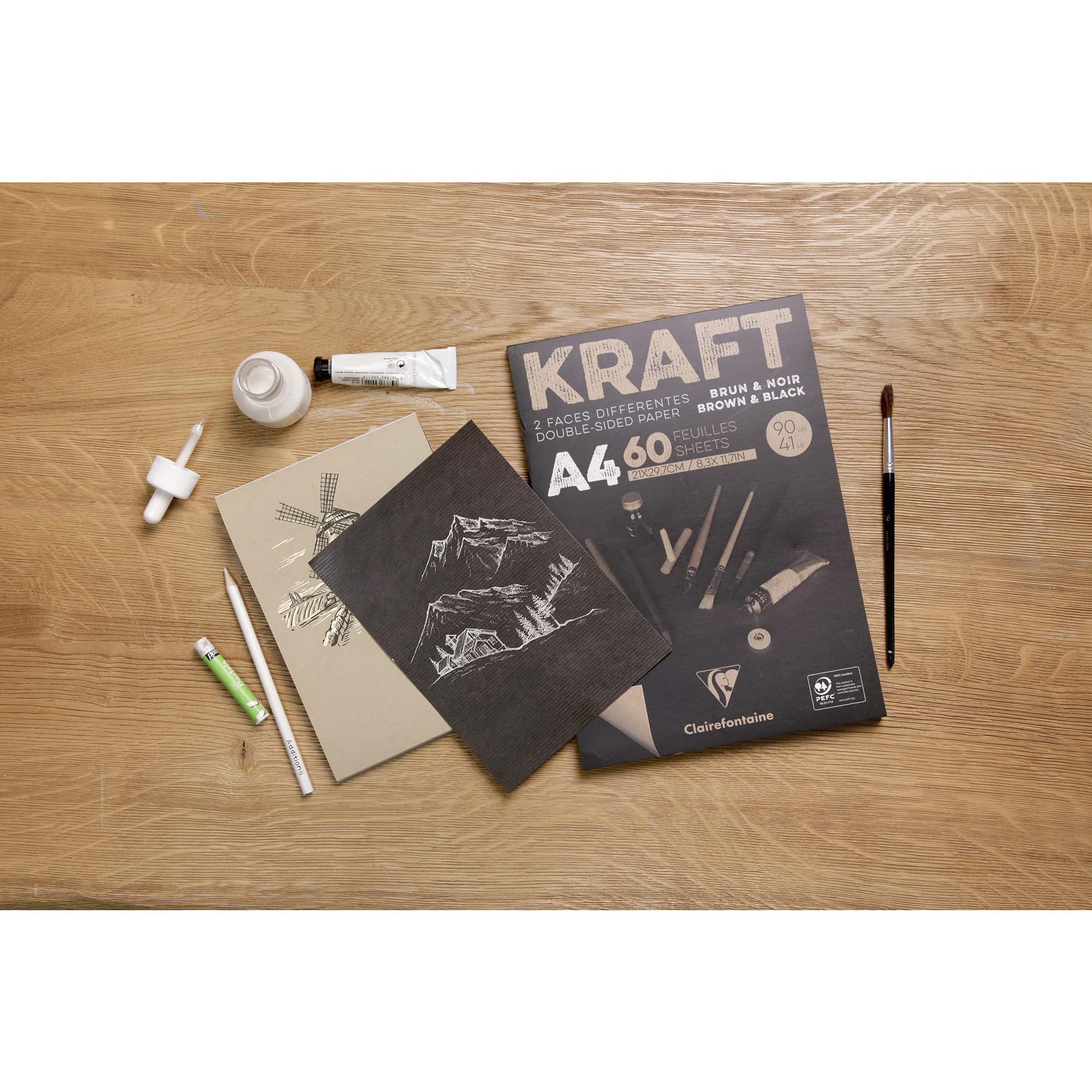 clairefontaine-975818c-block-kraftpapier-din-a4-60-blatt-90g-doppelseitig image 2