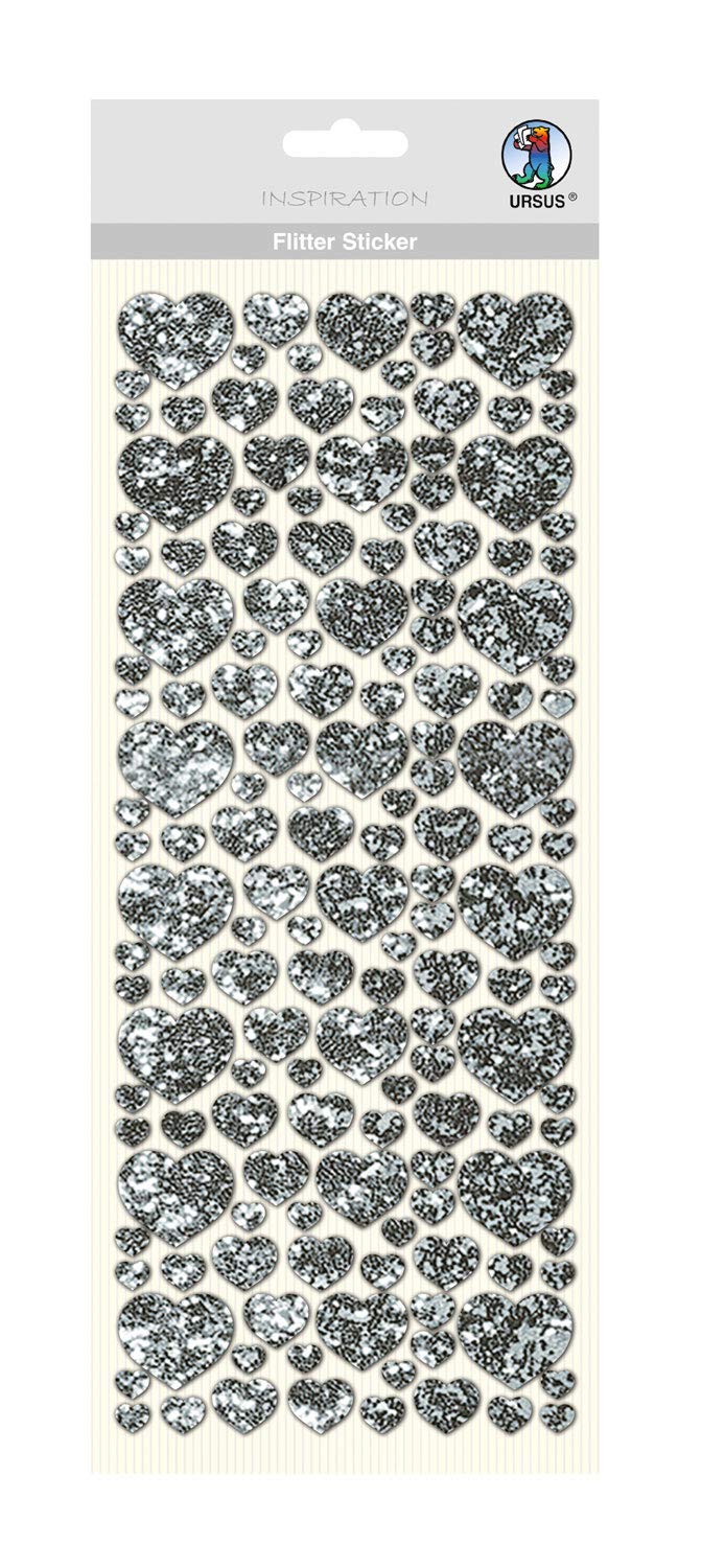 ursus-59480001-flitter-sticker-herz-silber-12-x-29-cm-selbstklebend image 1