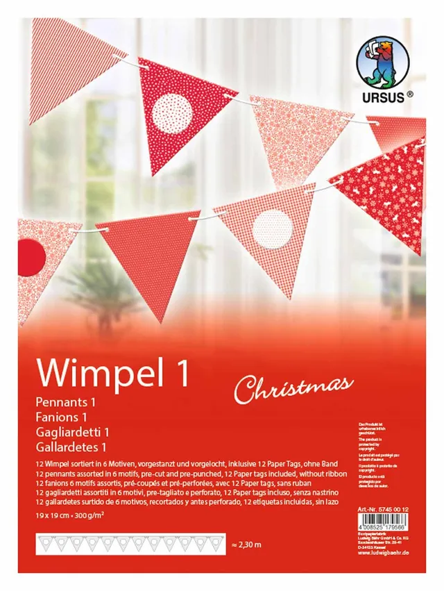 ursus-wimpel-1-christmas-wimpelkette-dreieckig-19-x-19-cm-12-st-ck image 1