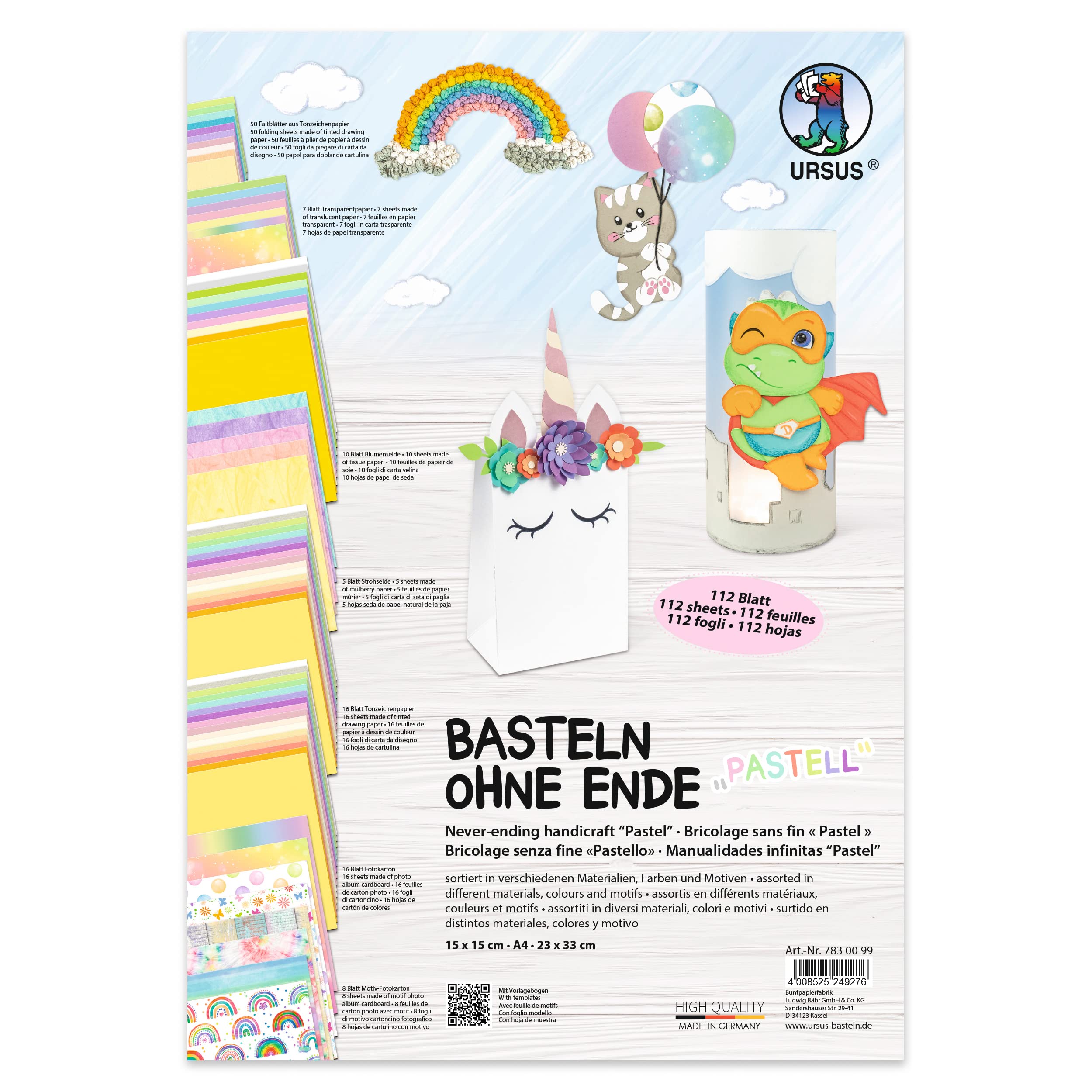 ursus-bastelset-regenbogen-materialmix-mit-papier-faltbl-ttern-und-stanzteilen image 3