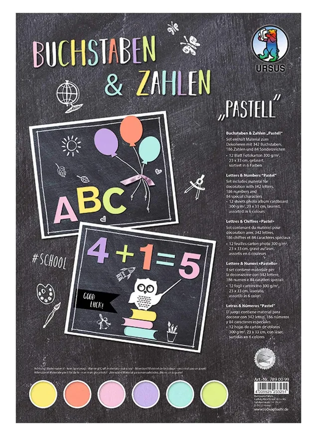 ursus-7890099-buchstaben-und-zahlen-pastell-fotokarton-300-g-qm-612-teile image 1