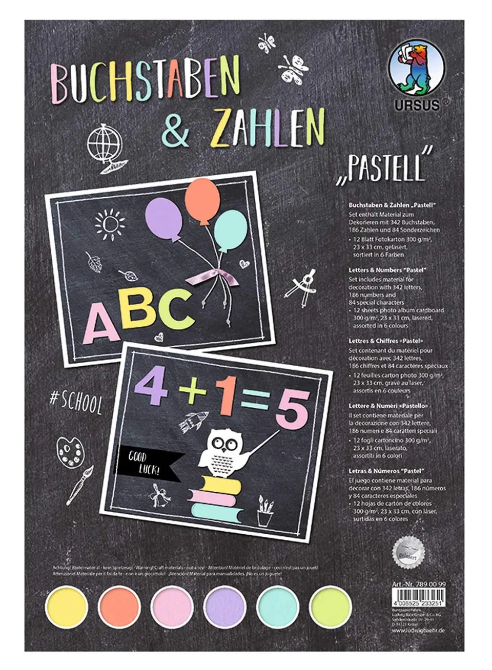 ursus-7890099-buchstaben-und-zahlen-pastell-fotokarton-300-g-qm-612-teile image 1