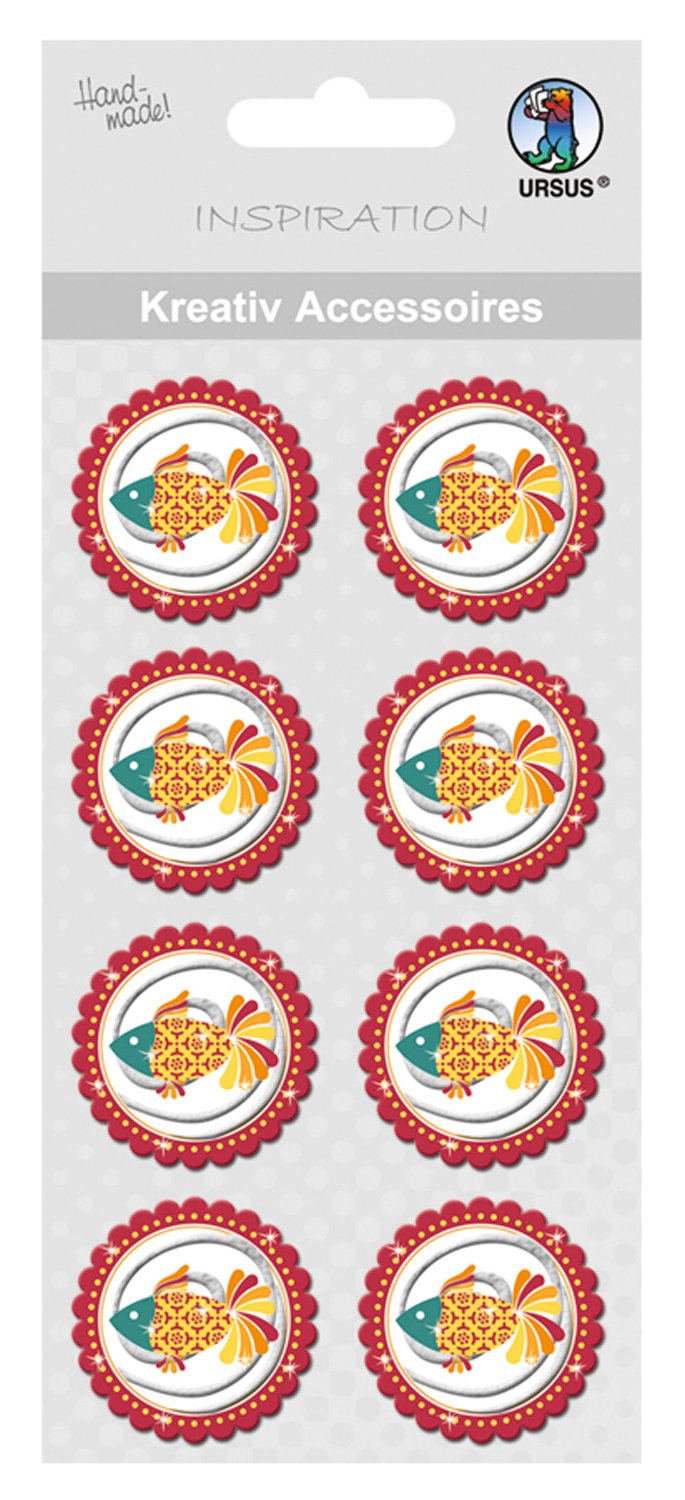 ursus-564000283-kreativ-accessoires-fische-sticker-selbstklebend-rot-orange-8-st image 1