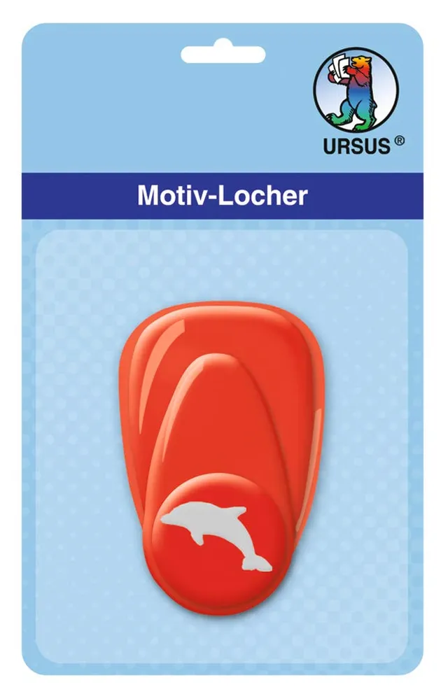 ursus-motivlocher-mit-hebel-delphin-klein-rot-19470022-16-mm-stanze image 1