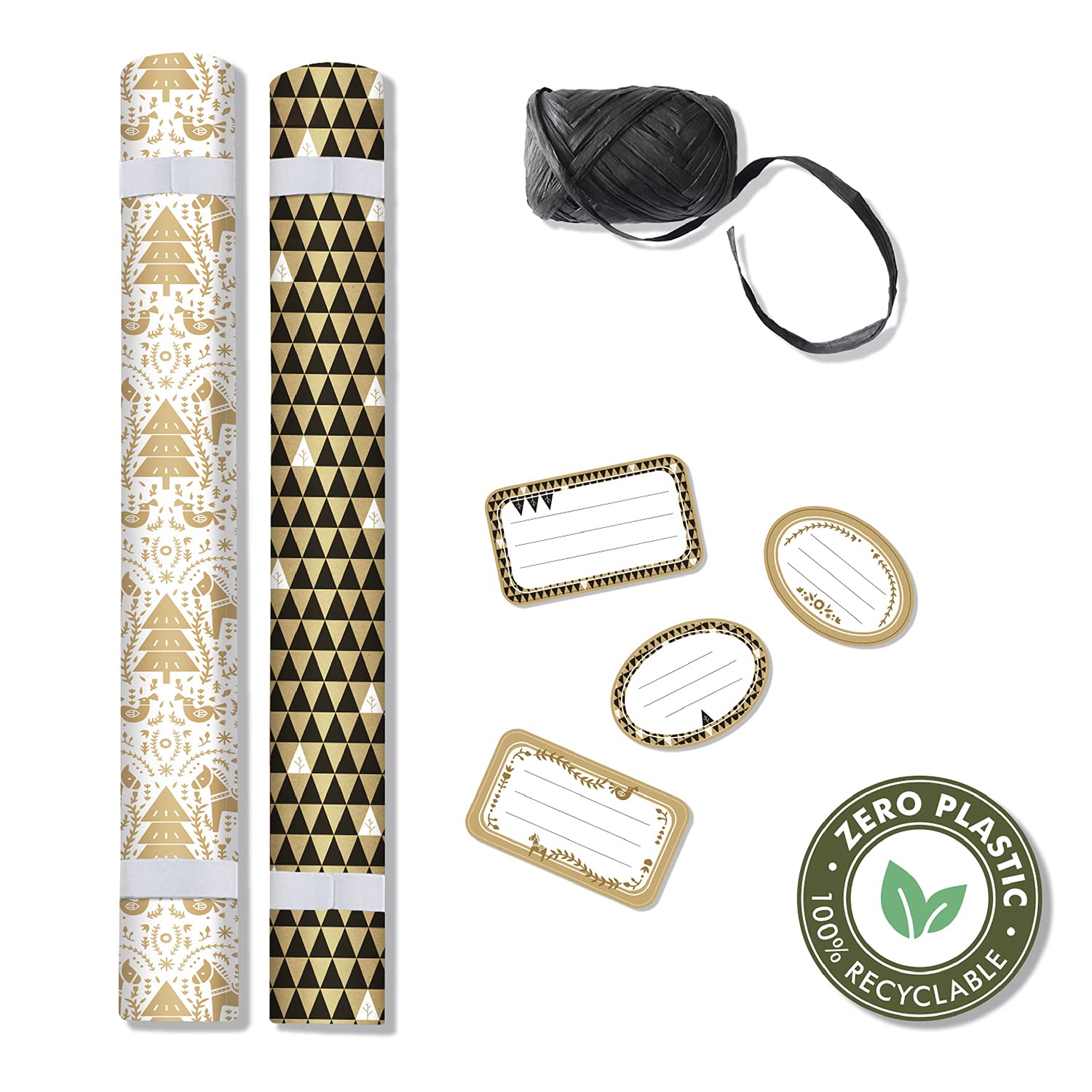 clairefontaine-tiny-rolls-geschenkpapier-set-kraft-wei-schwarz-mit-band-und-etik image 3