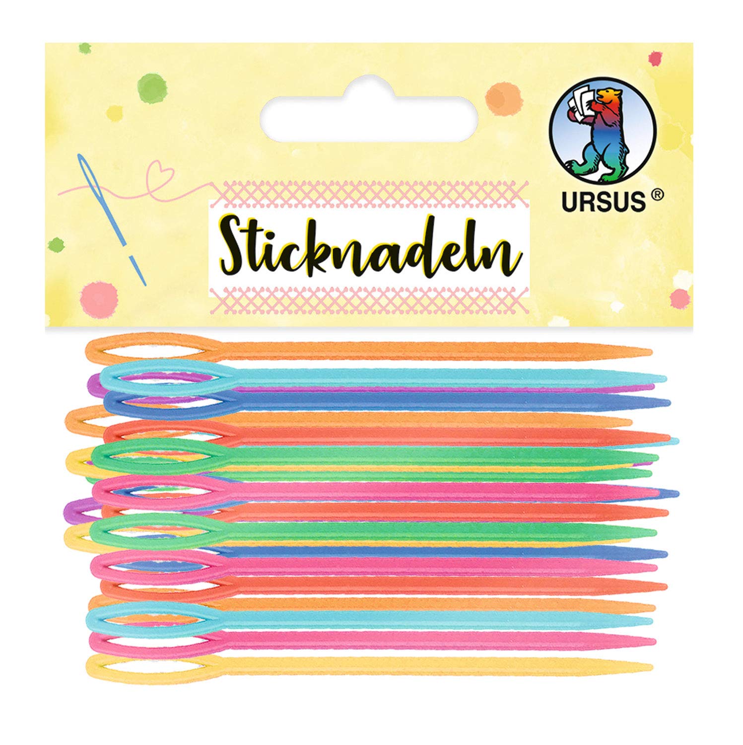 ursus-56020099-sticknadeln-32-kunststoff-nadeln-in-8-farben-6-7-cm image 1