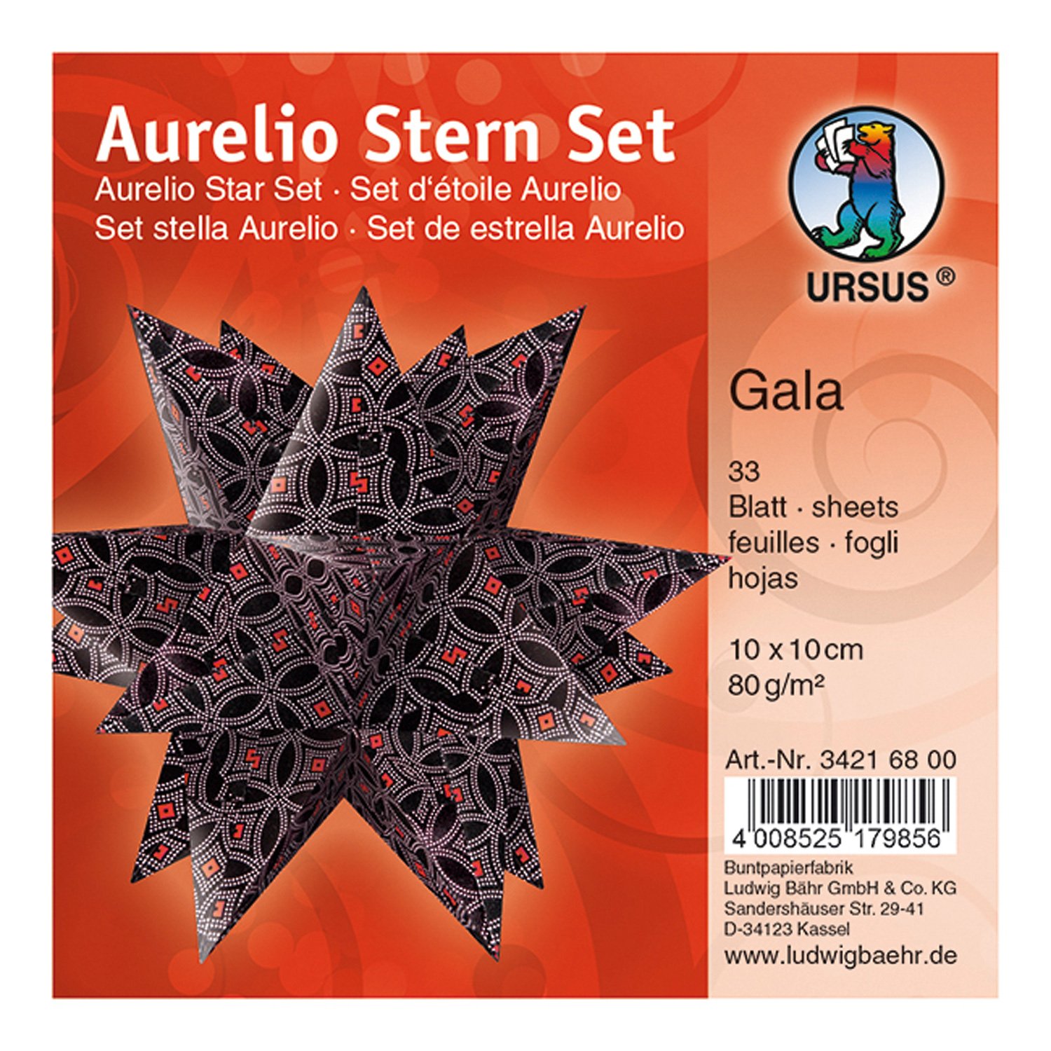 ursus-aurelio-stern-gala-faltbl-tter-weihnachtsstern-bastelset-schwarz-rosa-rot- image 1
