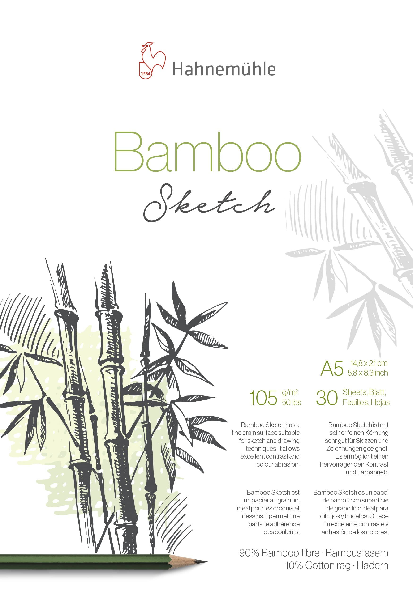 hahnem-hle-bamboo-skizzenblock-105-g-m-din-a5-30-blatt image 1