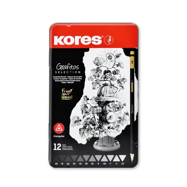 kores-grafitos-art-set-12-zeichenbleistifte-in-metallbox image 1