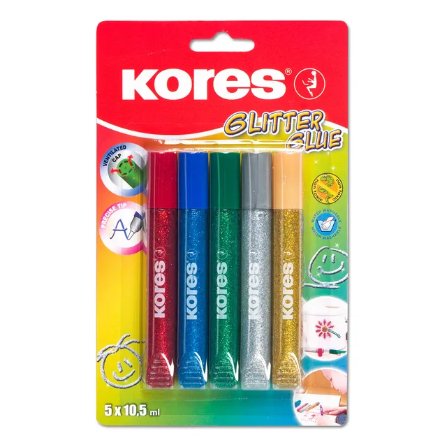 kores-glitzerkleberstifte-5-farben-x-10-5-ml-glitter-glue-mit-pr-zisionsspitze image 1