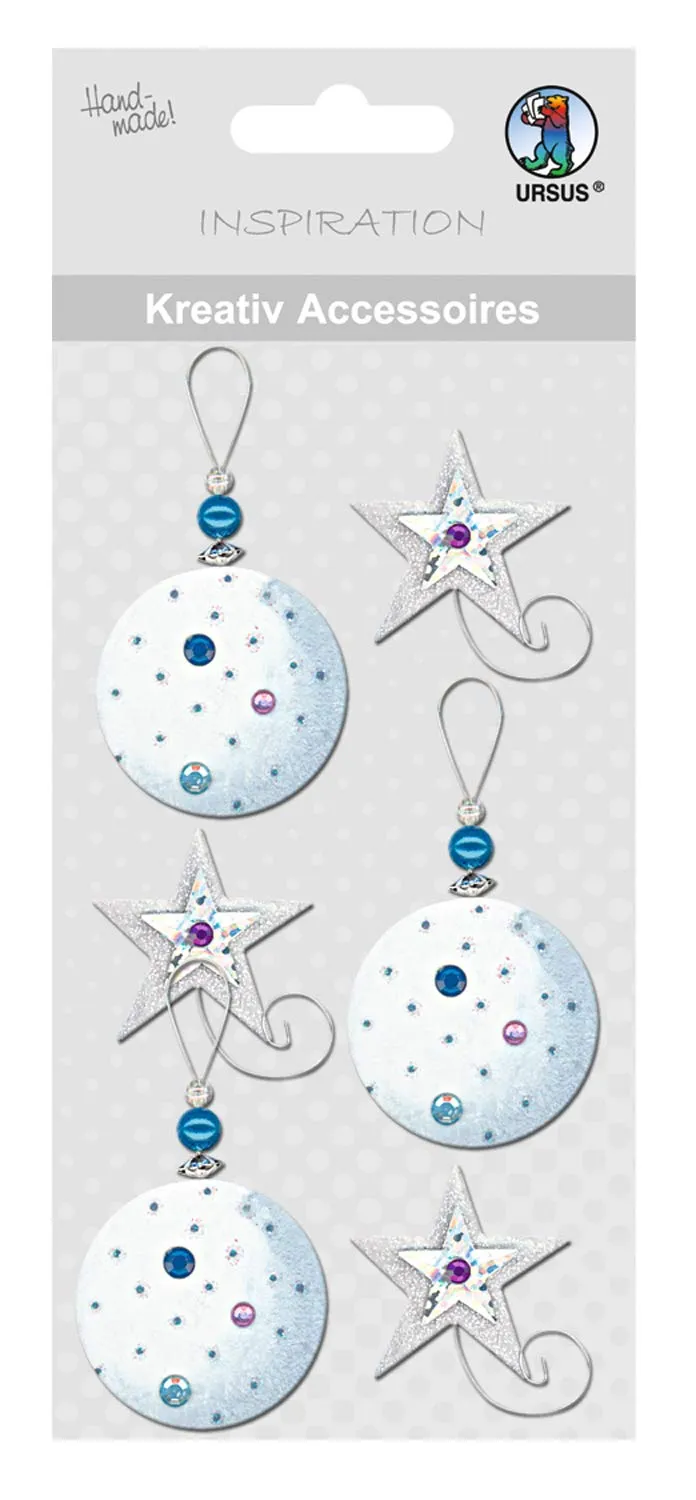ursus-564000160-kreativ-accessoires-sticker-weihnachtsbaumkugel-und-stern-6-st-c image 1