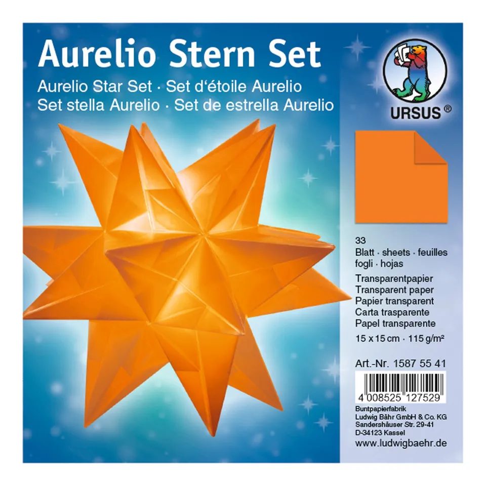 ursus-aurelio-stern-uni-faltbl-tter-orange-15x15-cm-33-blatt-115g-transparentpap image 1