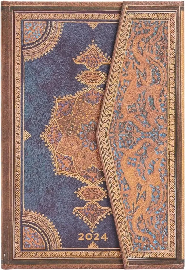 paperblanks-safavid-indigo-12-monatskalender-2024-vertikal-mini-100x140-mm-deuts image 1