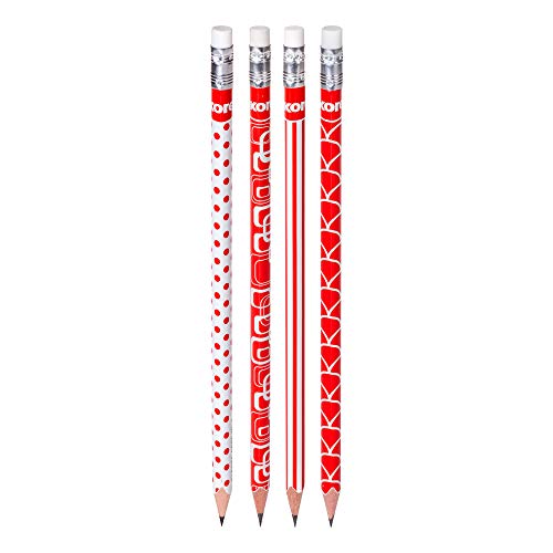 kores-grafitos-bleistifte-hb-12-st-ck-wei-rot-retro-design-mit-radierer image 5