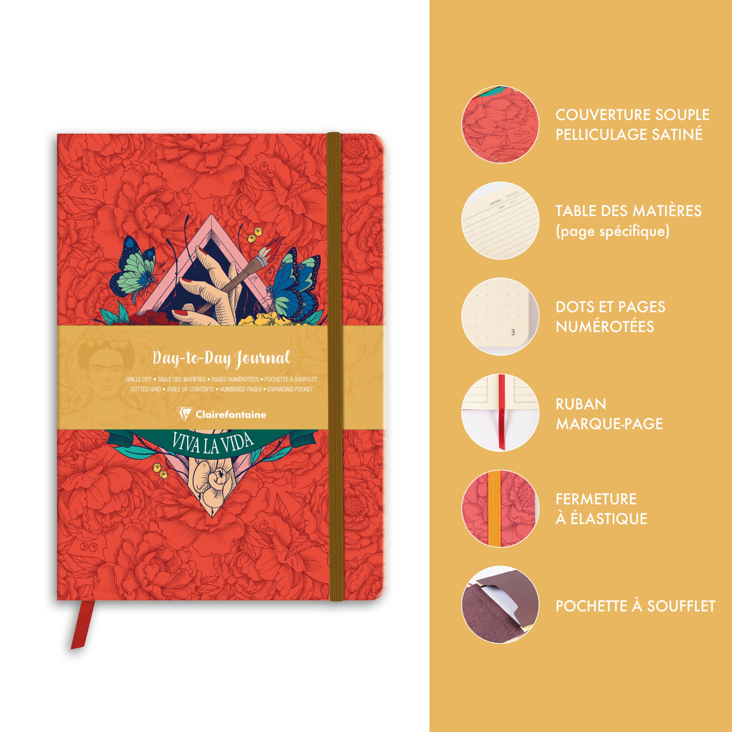 clairefontaine-116220c-daytoday-journal-frida-kahlo-19x25-cm-96-blatt-90-g-dotte image 3