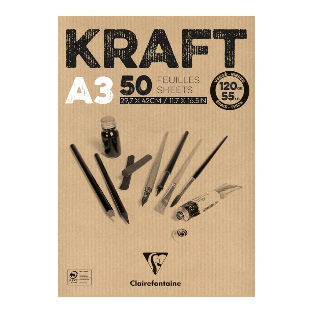 clairefontaine-96544c-kraftpapier-block-din-a5-14-8-x-21-cm-90-g-braun-100-blatt image 5