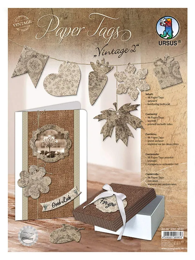 ursus-40980002-paper-tags-vintage-2-blumen-96-gelaserte-deko-anh-nger-aus-fotoka image 1