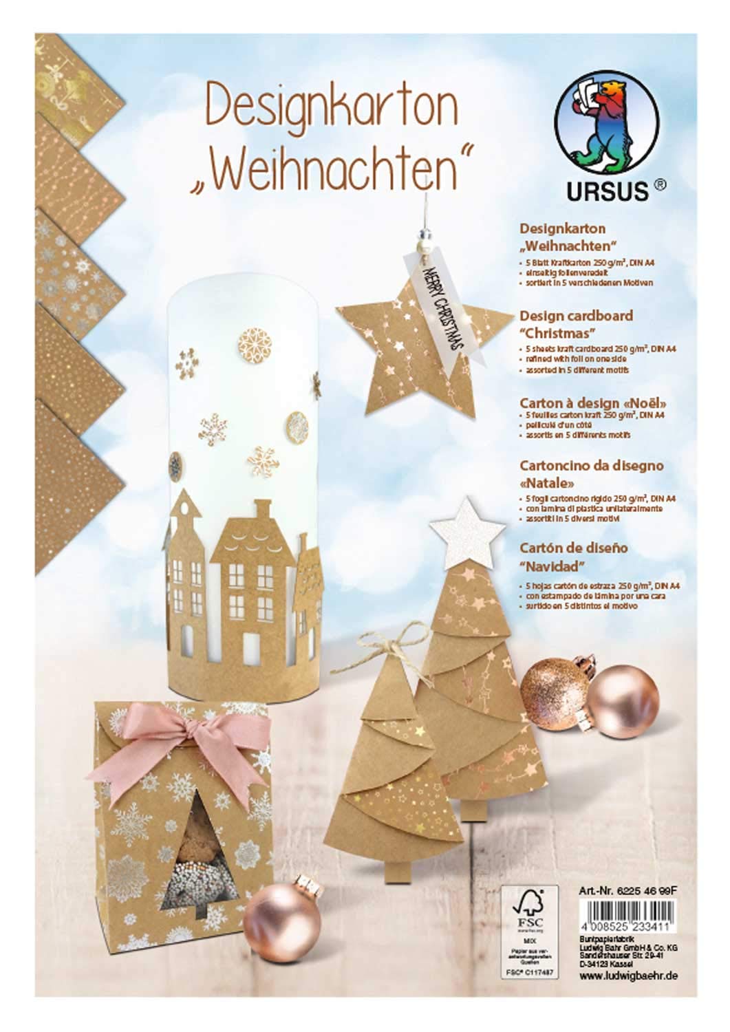 ursus-62254699f-designkarton-weihnachten-a4-250-g-qm-5-motive image 1