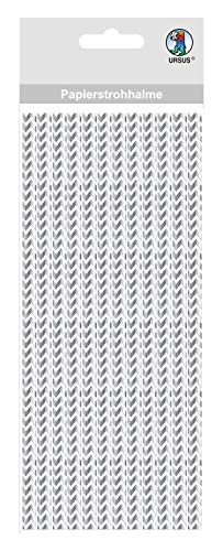 ursus-56850008-papierstrohhalme-mit-chevron-silber-gr-e-s-19-5-cm-24-st-ck-mit-f image 2