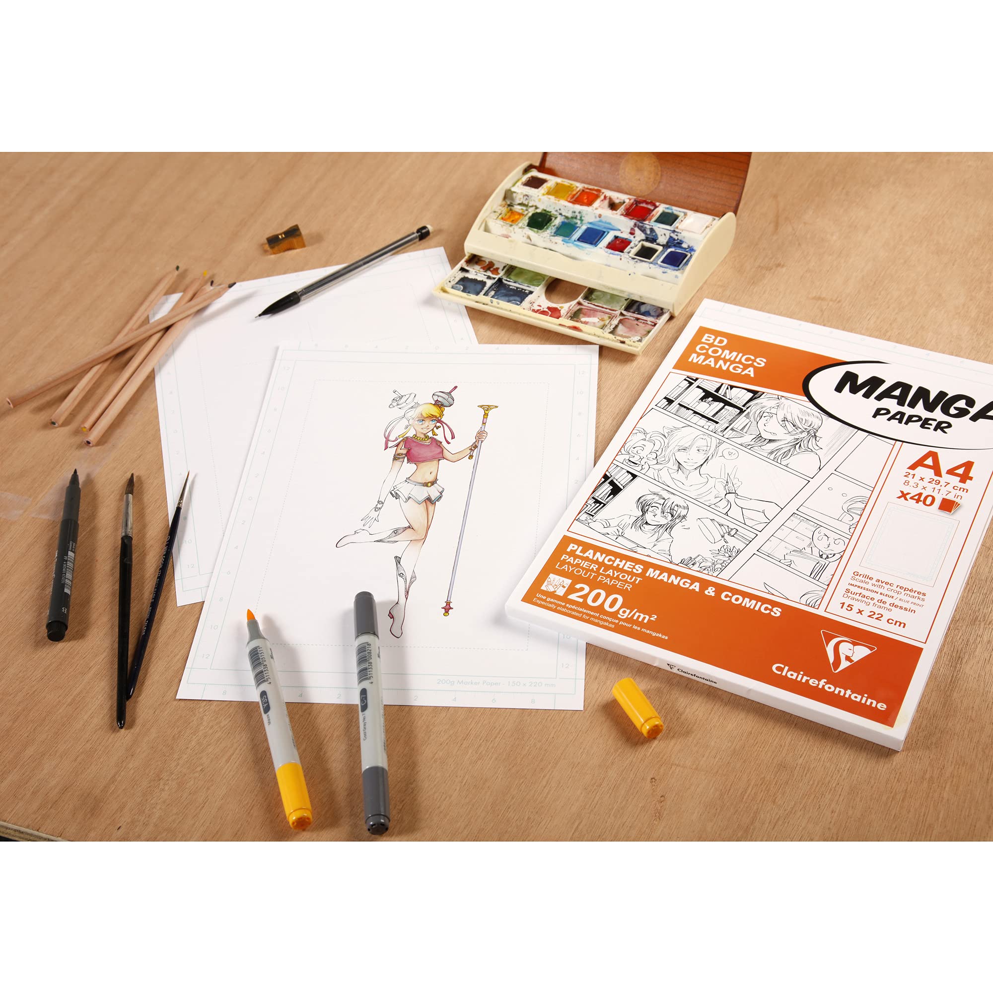 clairefontaine-94044c-manga-etui-bd-comic-zeichenpapier-din-a4-40-blatt-200-g image 3