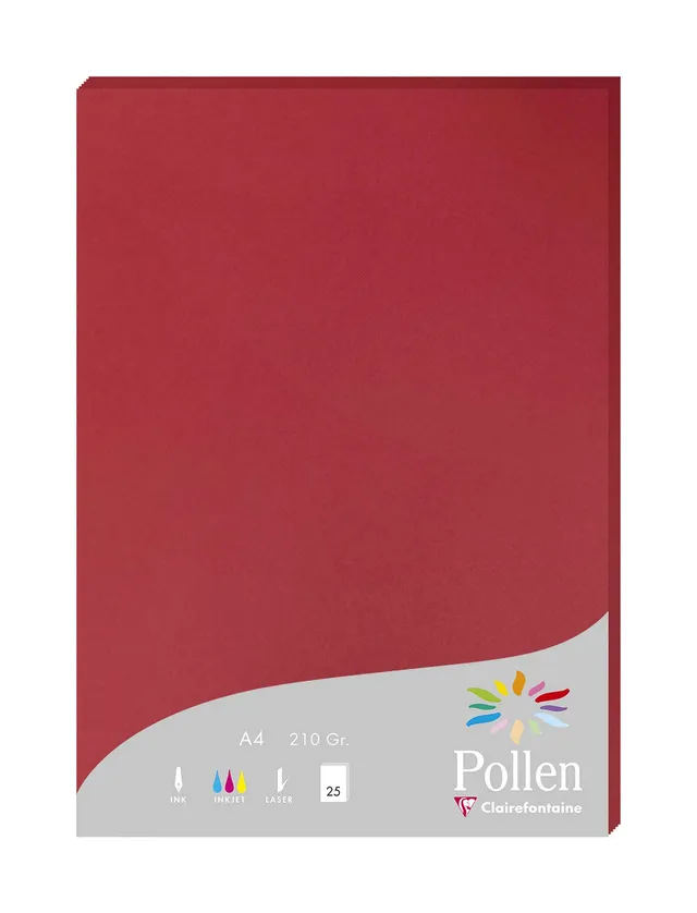 clairefontaine-pollen-24212c-karten-a4-210g-21x29-7-cm-kirschrot-25-st-ck image 1