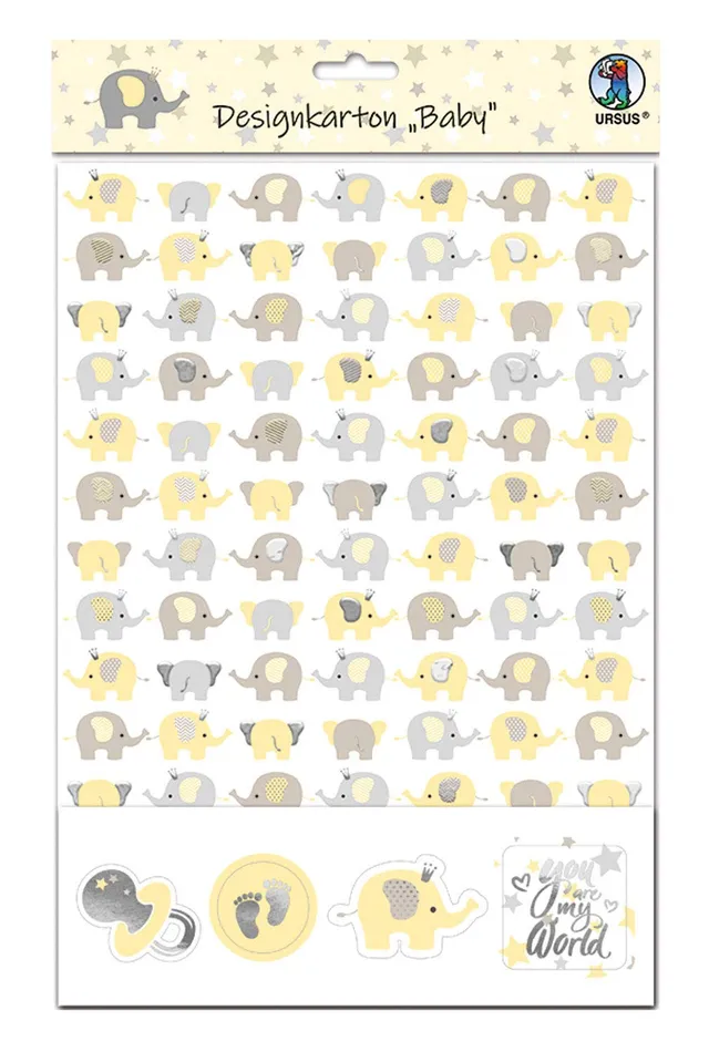 ursus-62454603f-designkarton-set-baby-din-a4-5-karten-20-sticker image 1