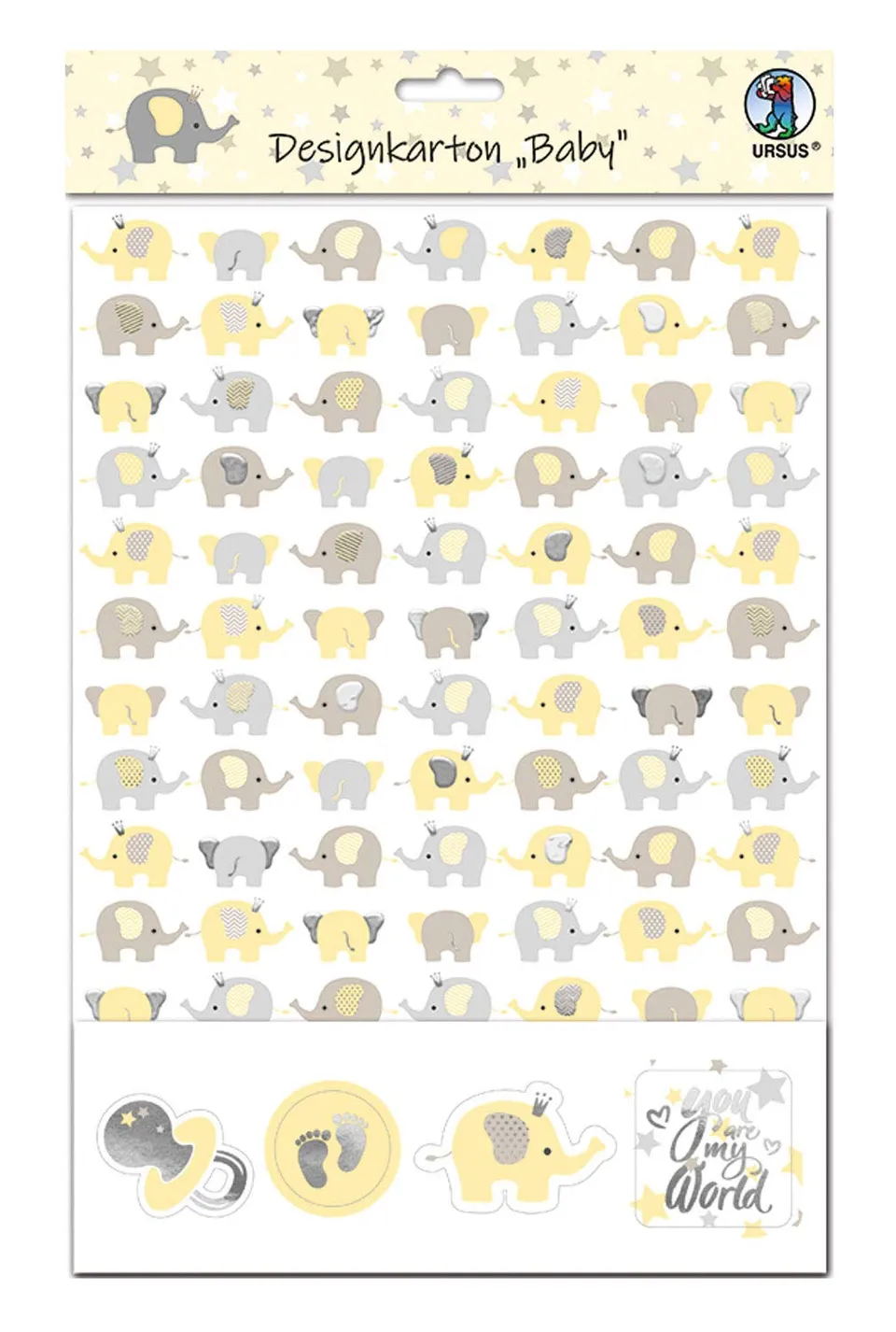 ursus-62454603f-designkarton-set-baby-din-a4-5-karten-20-sticker image 1