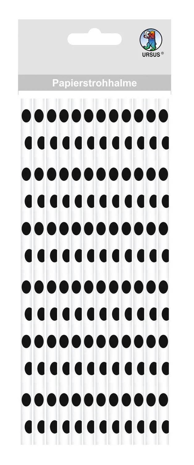 ursus-56750032-papierstrohhalme-punkte-schwarz-s-24-st-ck image 1