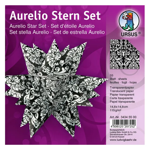 ursus-faltbl-tter-aurelio-stern-black-white-wappen-14-8-x-14-8-cm-33-blatt-trans image 1