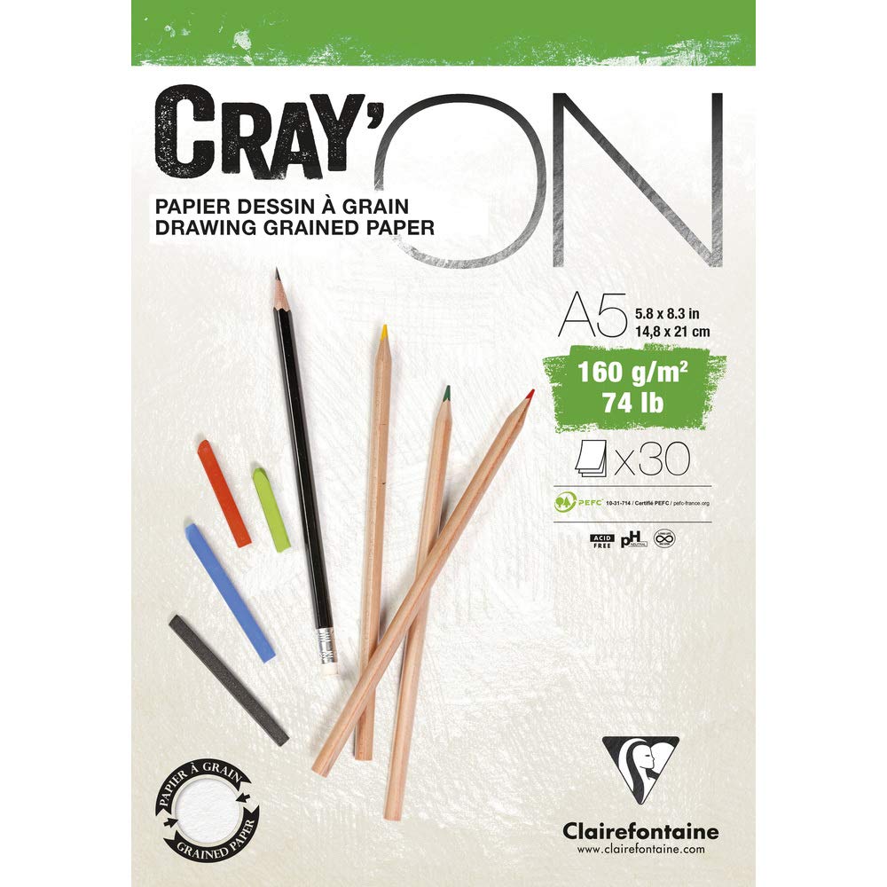 clairefontaine-cray-on-975026c-zeichenblock-din-a5-160g-extra-wei-30-blatt image 1