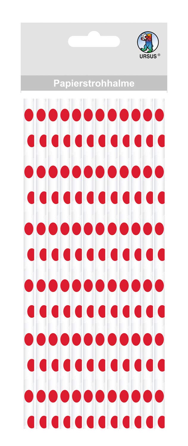 ursus-papierstrohhalme-mit-punkten-rot-gr-e-l-19-5-cm-x-1-cm-12-st-ck image 1