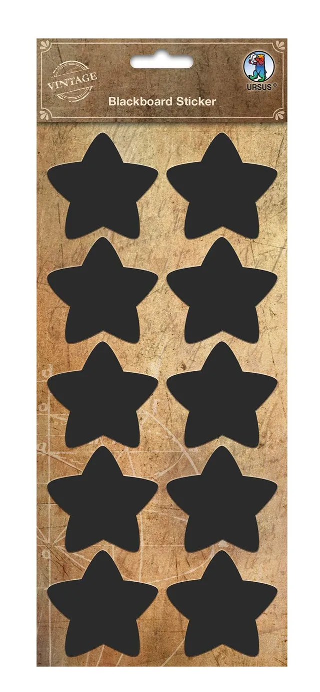 ursus-41010003-blackboard-sticker-stern-matt-schwarz-beschreibbar-2-bogen-12-x-3 image 1