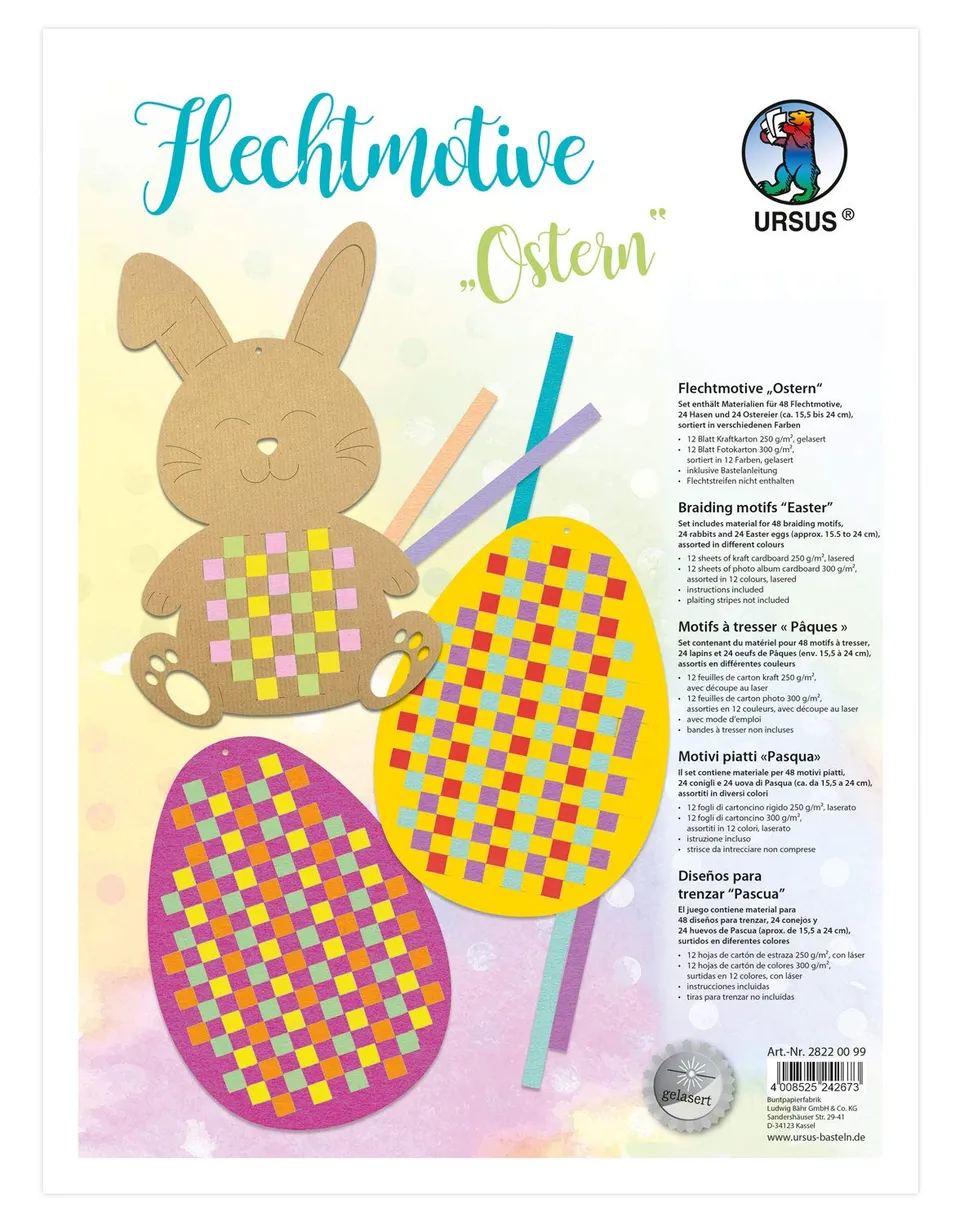 ursus-flechtmotive-ostern-bastelset-f-r-48-motive-in-12-farben-ca-15-5-x-24-cm image 1