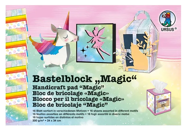 ursus-12690010-bastelblock-magic-24-x-34-cm-16-blatt-in-4-motiven-300-g-qm-fotok image 1